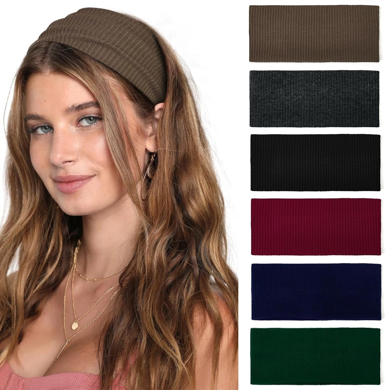 1PC RANDOM COLOR Headbands For Women Wide Non Slip Boho Head Bands Elastic Thick Soft Hairbands Fashion Workout Yoga Hair Accessories