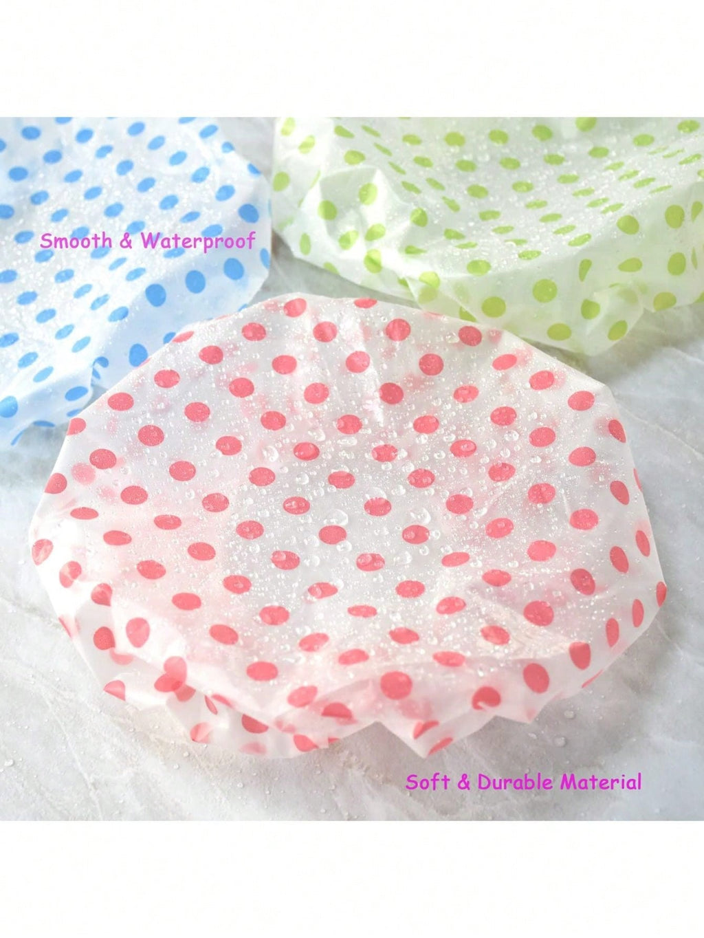 1PC EVA Shower Cap Waterproof Shower Cap Shower Head Cover Kitchen Anti-Oil Fume Thickened Elastic Reusable Shower Cap, Beauty Salon Spa Lace Elastic Band Flower Print Hat Hair Shower Cap,Bonnet,Shower Cap