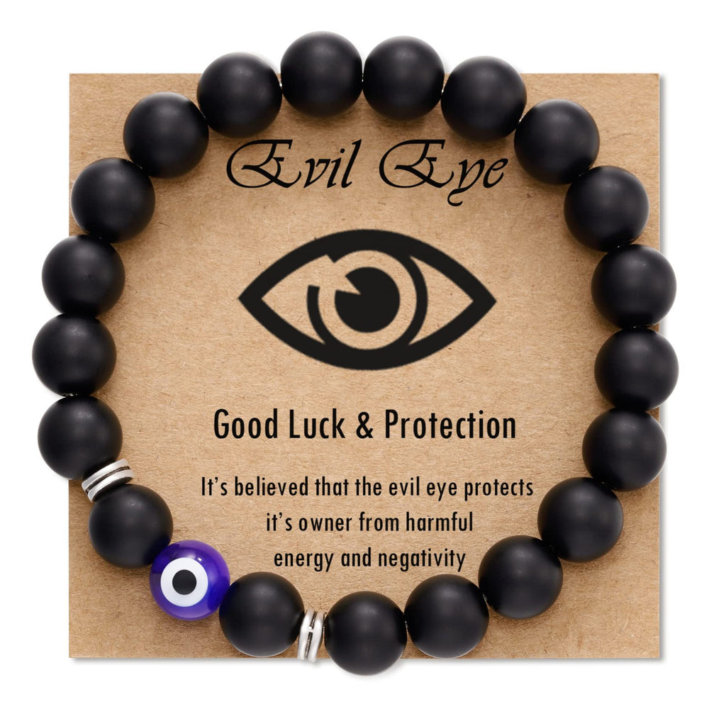 1pc Obsidian Acrylic Evil Eye Bead Elastic Bracelet For Women, Suitable For Daily Wear