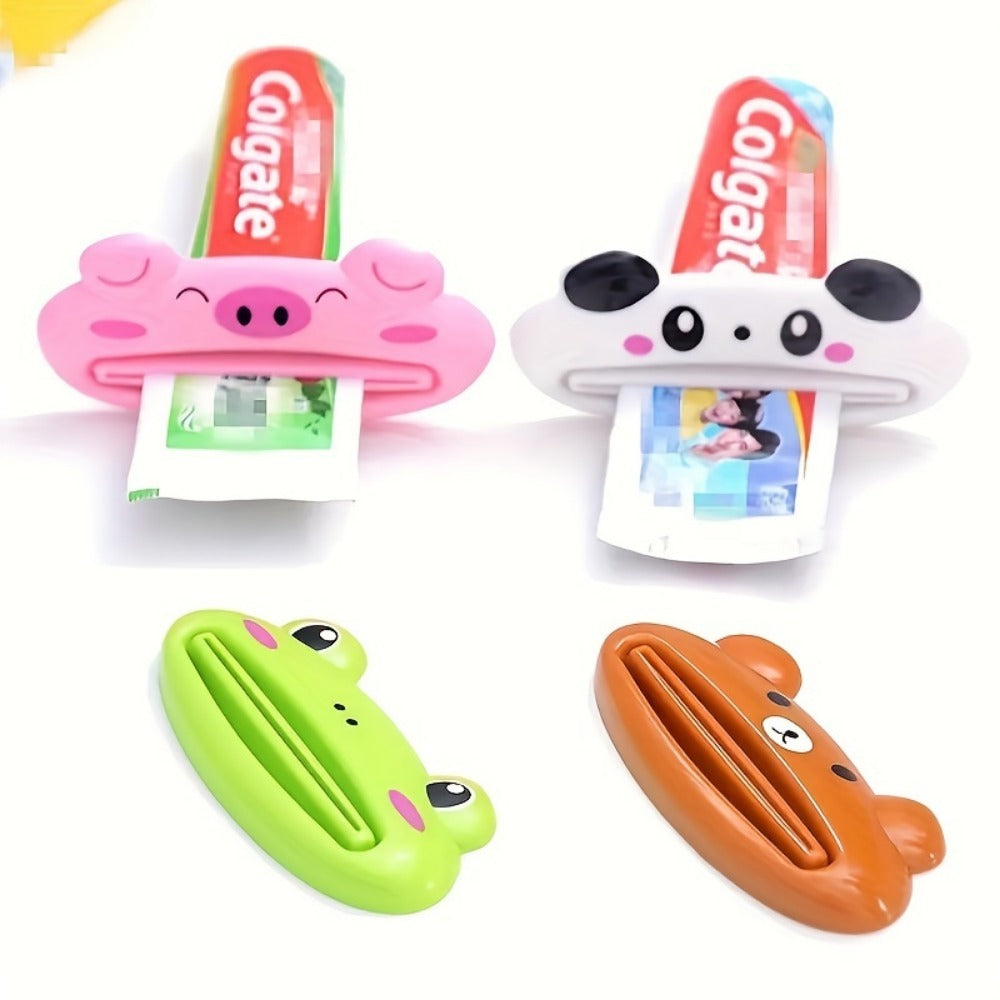 1pc Cartoon Animal Toothpaste Squeezer, Plastic Separate Bathroom Accessories, Fun Shape Cleaner Holder