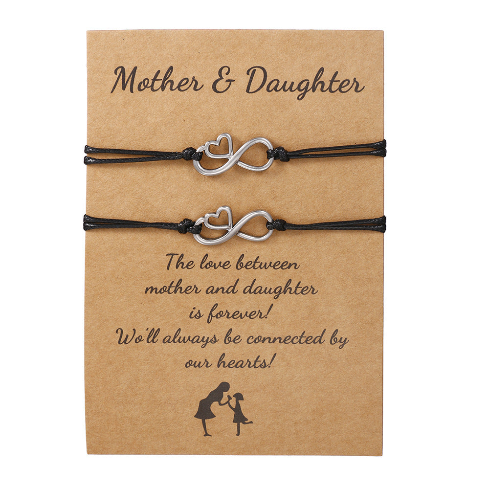 1 Pair Mother & Daughter Infinity Love Charm Bracelets, Exquisite Gift Box Packaging