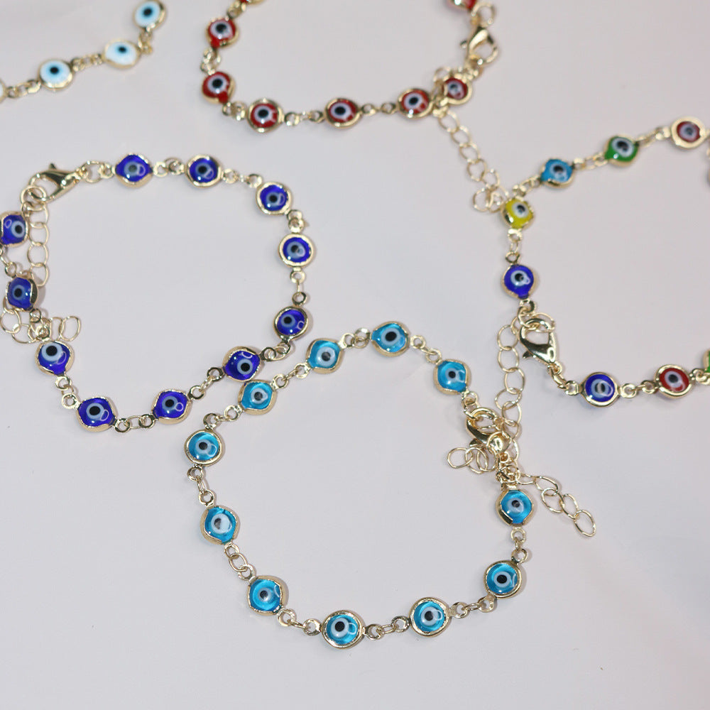 1PC Mazuer 1pc Vintage Elegant Minimalist Stainless Steel Navy Eyeball Tennis Bracelet, Gift For Women, Suitable For Date, Parties, Holiday, Daily Commute