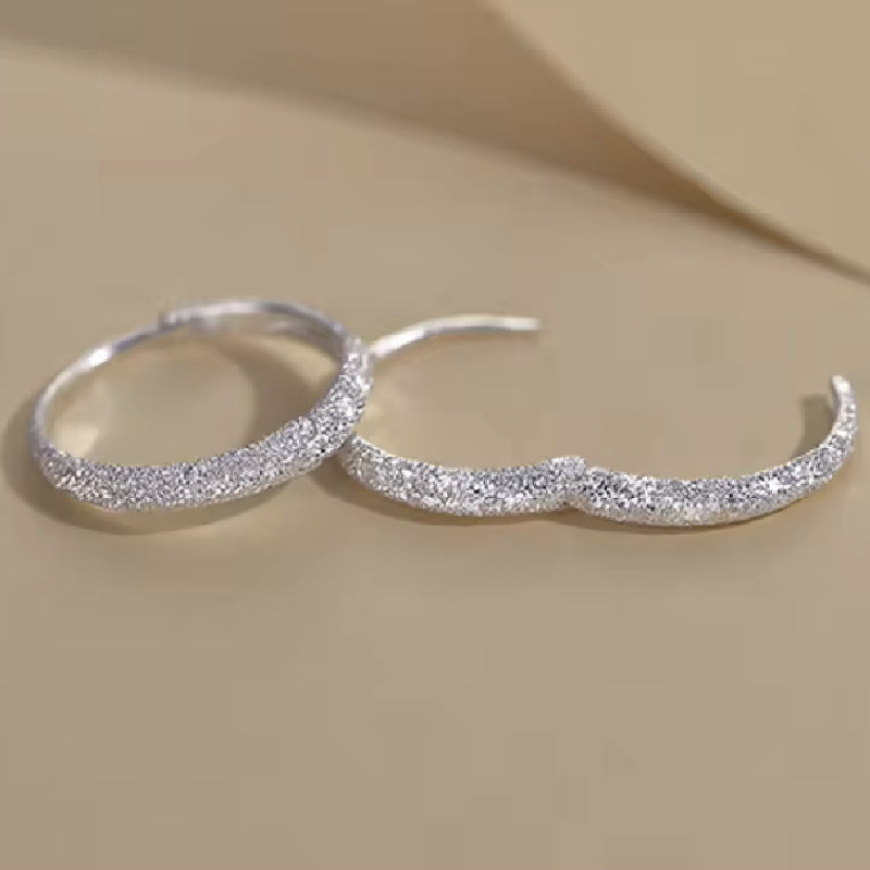 1PAIR(2pcs) "Sparkling Star River Hoop Earrings - Frosted Plated Elegance For Valentine's/Mother's Day - Dazzling Jewelry Gift For Women"