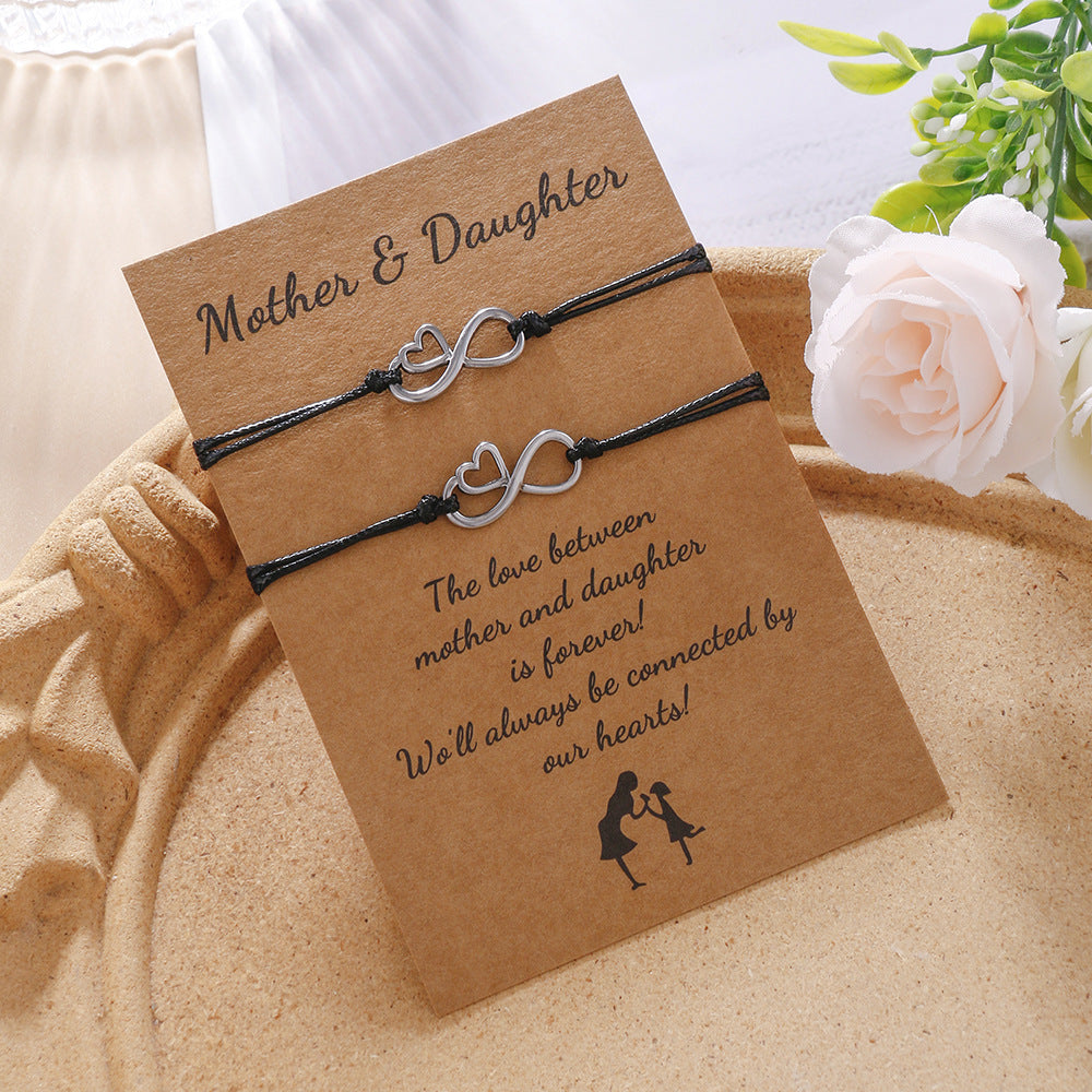 1 Pair Mother & Daughter Infinity Love Charm Bracelets, Exquisite Gift Box Packaging