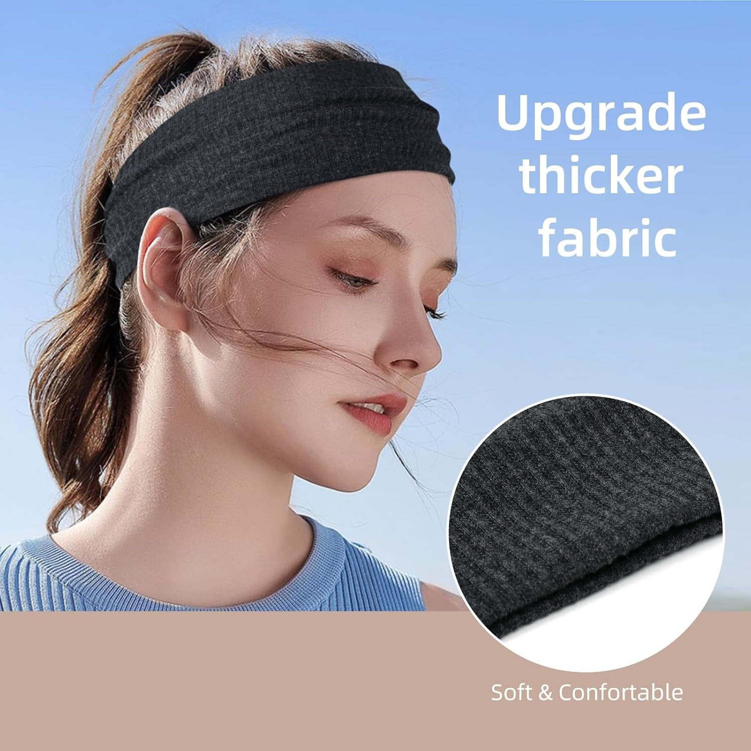 1PC RANDOM COLOR Headbands For Women Wide Non Slip Boho Head Bands Elastic Thick Soft Hairbands Fashion Workout Yoga Hair Accessories