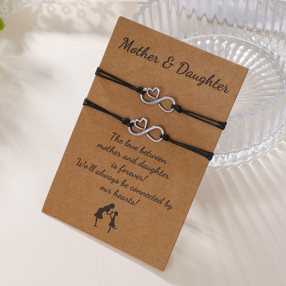 1 Pair Mother & Daughter Infinity Love Charm Bracelets, Exquisite Gift Box Packaging