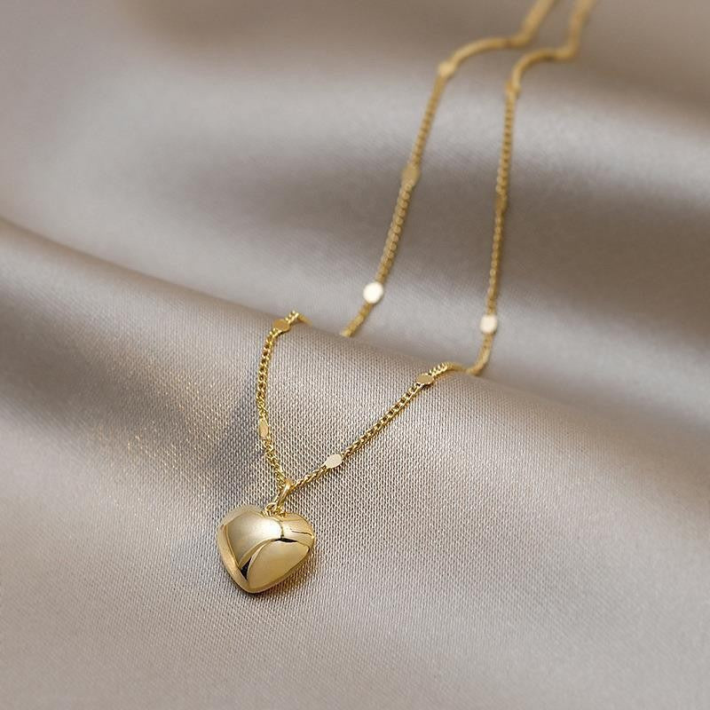 1pc Minimalist Luxurious Adjustable Chain Heart-Shaped Pendant Necklace, Suitable For Cute Girls