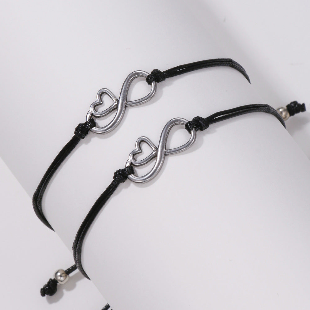 1 Pair Mother & Daughter Infinity Love Charm Bracelets, Exquisite Gift Box Packaging