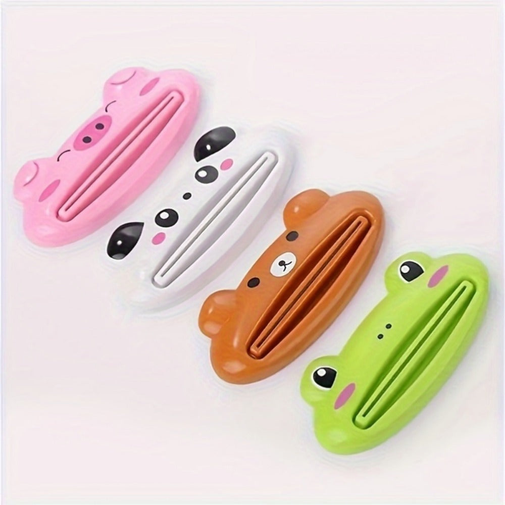 1pc Cartoon Animal Toothpaste Squeezer, Plastic Separate Bathroom Accessories, Fun Shape Cleaner Holder