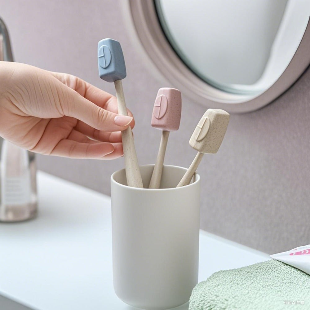 4PCS-1Pack Ultra-Portable Toothbrush Head Covers - Hygiene Protection Caps, Soft Colors (Mint Green, Light Blue, Beige, Pink), Fragrance-Free, Suitable For Home, Travel, Daily Use, And Outdoor Adventures