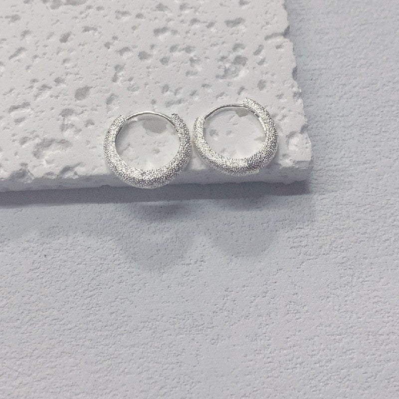 1PAIR(2pcs) "Sparkling Star River Hoop Earrings - Frosted Plated Elegance For Valentine's/Mother's Day - Dazzling Jewelry Gift For Women"