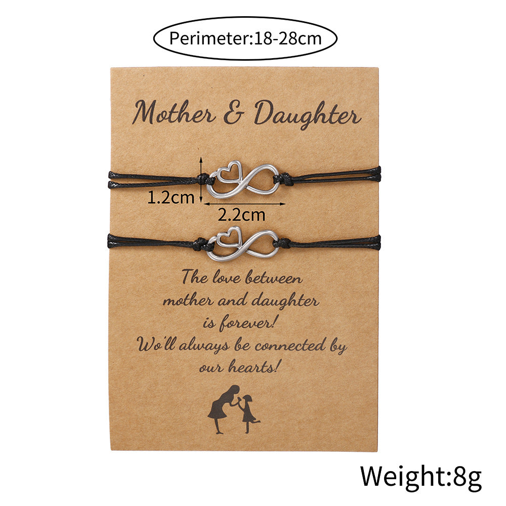 1 Pair Mother & Daughter Infinity Love Charm Bracelets, Exquisite Gift Box Packaging
