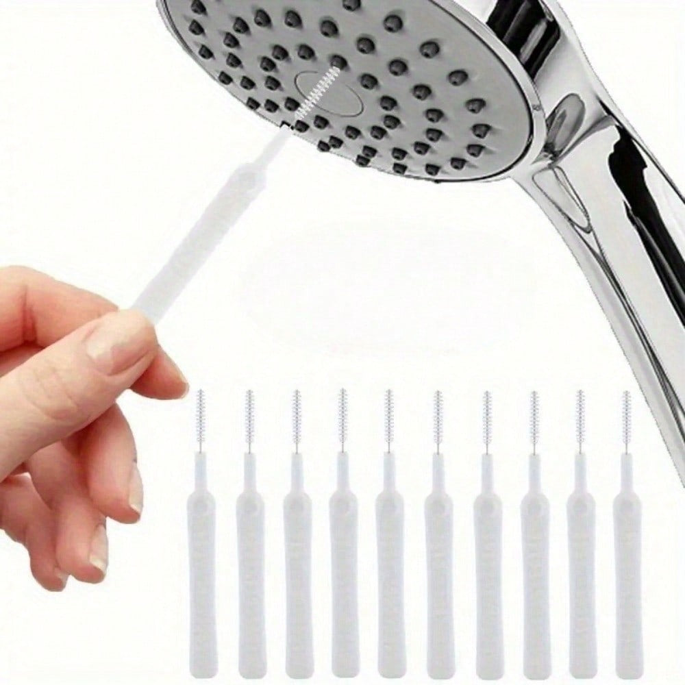 10PCS Soft Bristle Shower Head Cleaning Brush Set - 7.9cm / 3.11inch Precision Nozzle Unclogging Tool, Effectively Removes Debris, Prevents Blockage, Maintains Smooth Water Flow, Ring Handle Design, Durable Cleaning Brush Back To School