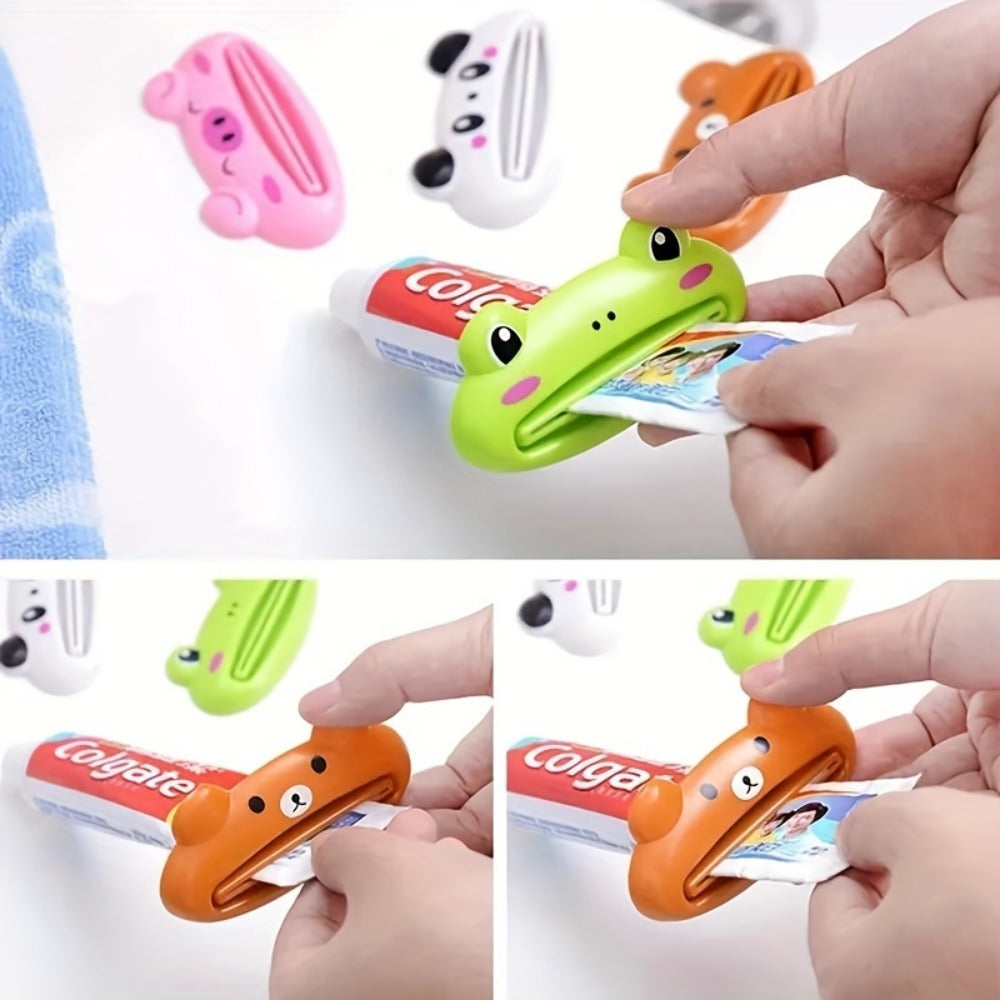1pc Cartoon Animal Toothpaste Squeezer, Plastic Separate Bathroom Accessories, Fun Shape Cleaner Holder