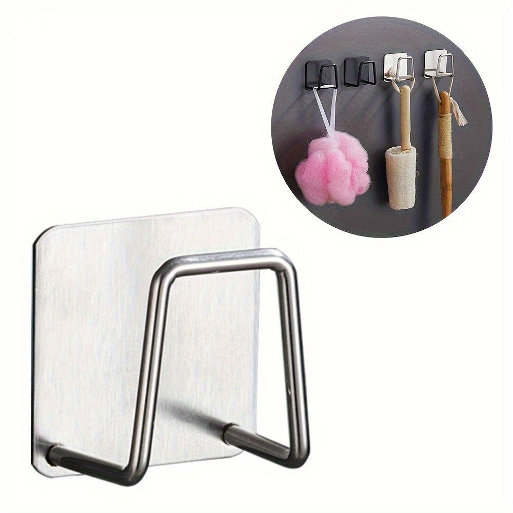 1PC Stainless Steel Kitchen Sink Storage Boxes, Storage Hooks, No-Drill Sponge Holder And Drainage Holder|Wall Mounted Storage Clothing And Accessories Door Hanger