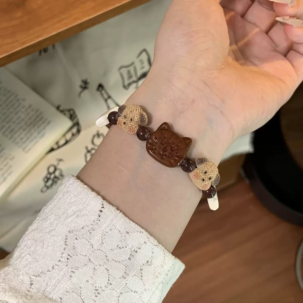 1PC Lovely Cat & Dog Ceramic Bracelet – Stylish High-Quality Braided Jewelry for Best Friends, Couples & Bestie Pairs