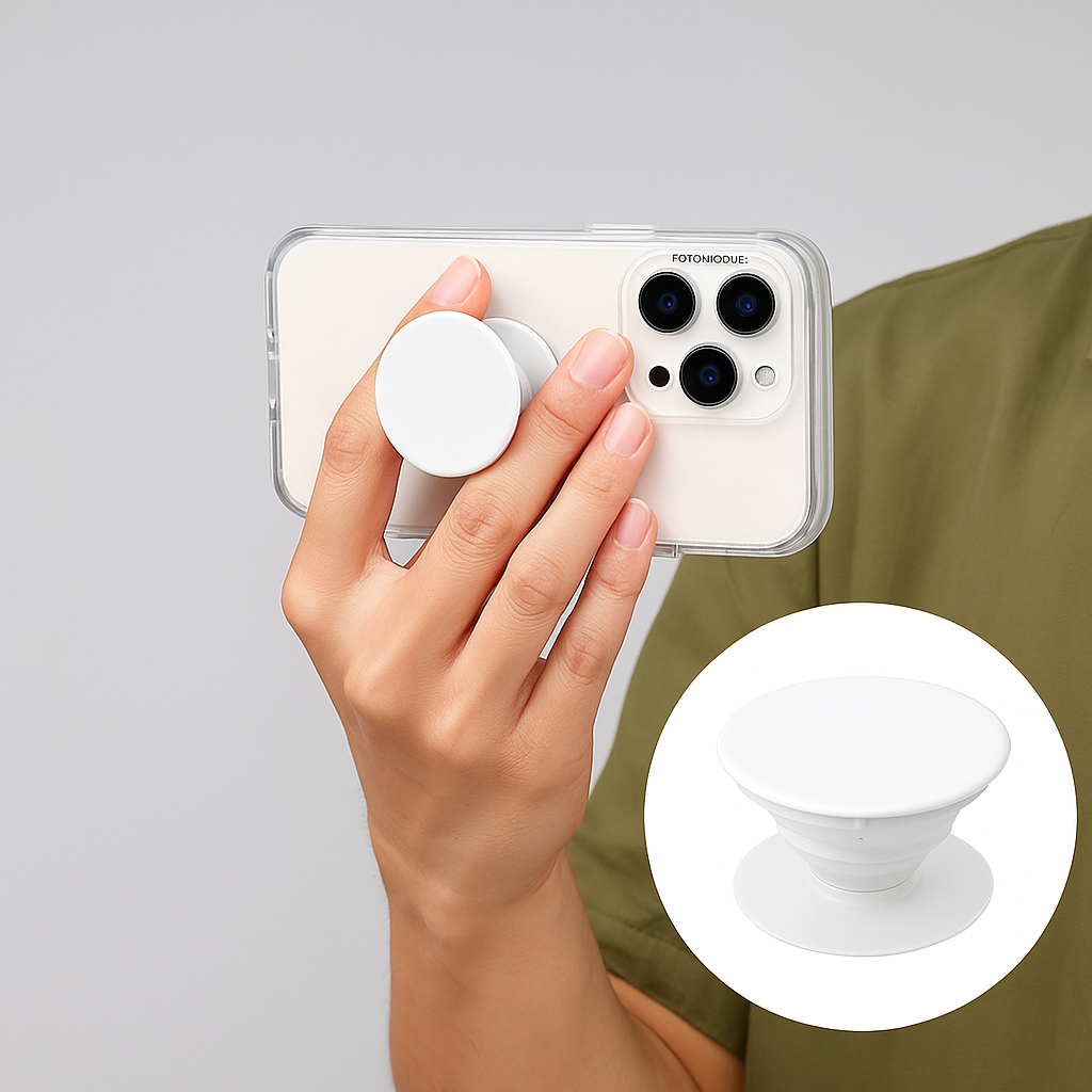 1PC Phone Grip With Expanding Kickstand Adhesive Grip Black